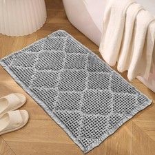 ZALL Waffle Bath Mat,Super Absorbent Non Slip Bathroom Rug,Grey 18x30inch,Geo...