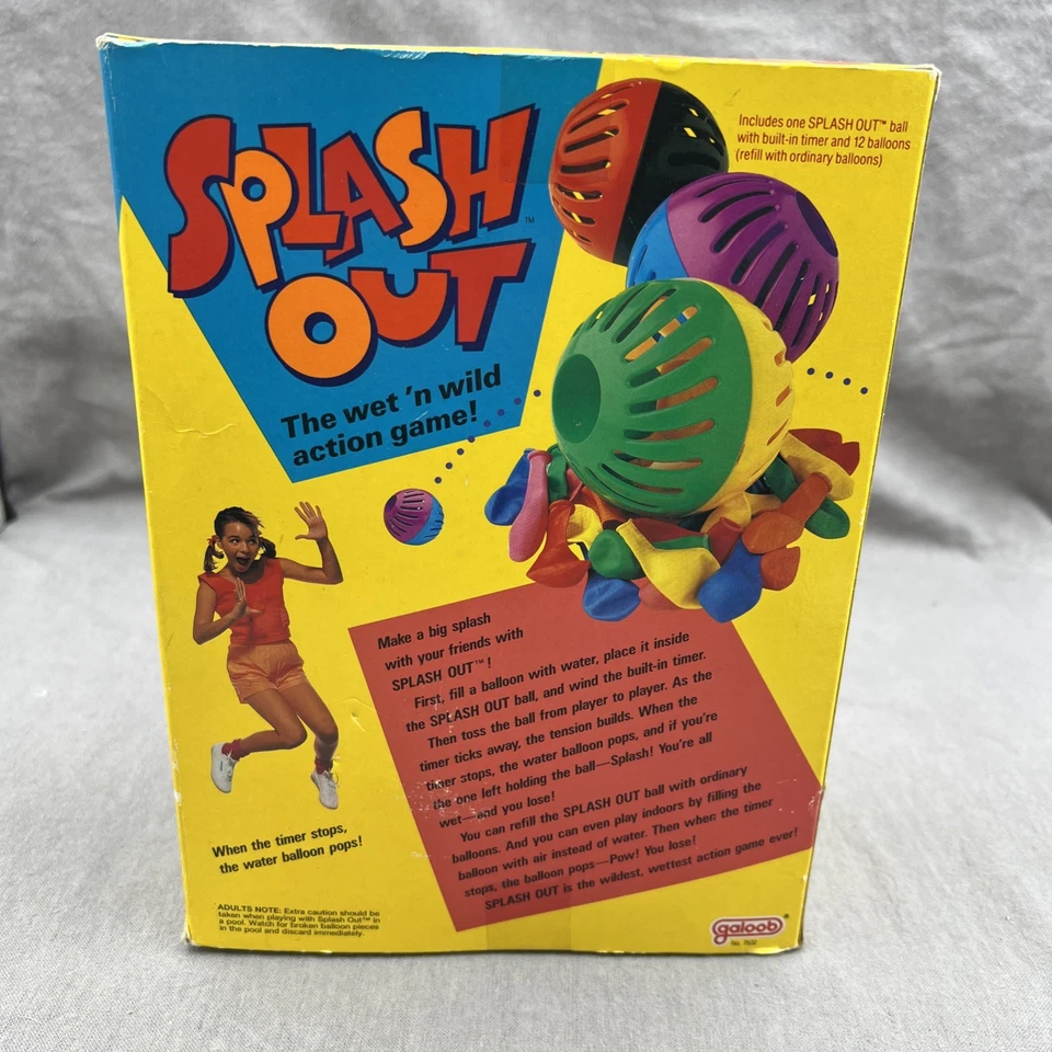 Винтажная игра Splash Out Water Balloon от Galoob в комплекте с воздушными шарами в коробке! НОВЫЙ - Изображение 2 из 4
