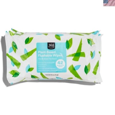 Gentle Aloe & Green Tea Flushable Wipes   3 Packs of 42, Sensitive Skin Approved