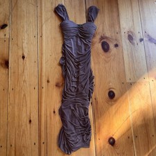 Windsor Brown Ruched Long Bodycon Dress Sleeveless Sweetheart Neck XS