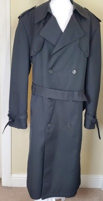 Vintage Christian Dior Monsieur Black Trench Coat 44R Men's Lined
