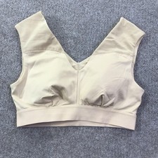 Tommie Copper Sports Bra Womens Medium Beige V-Neck Compression Mesh 4D Stretch