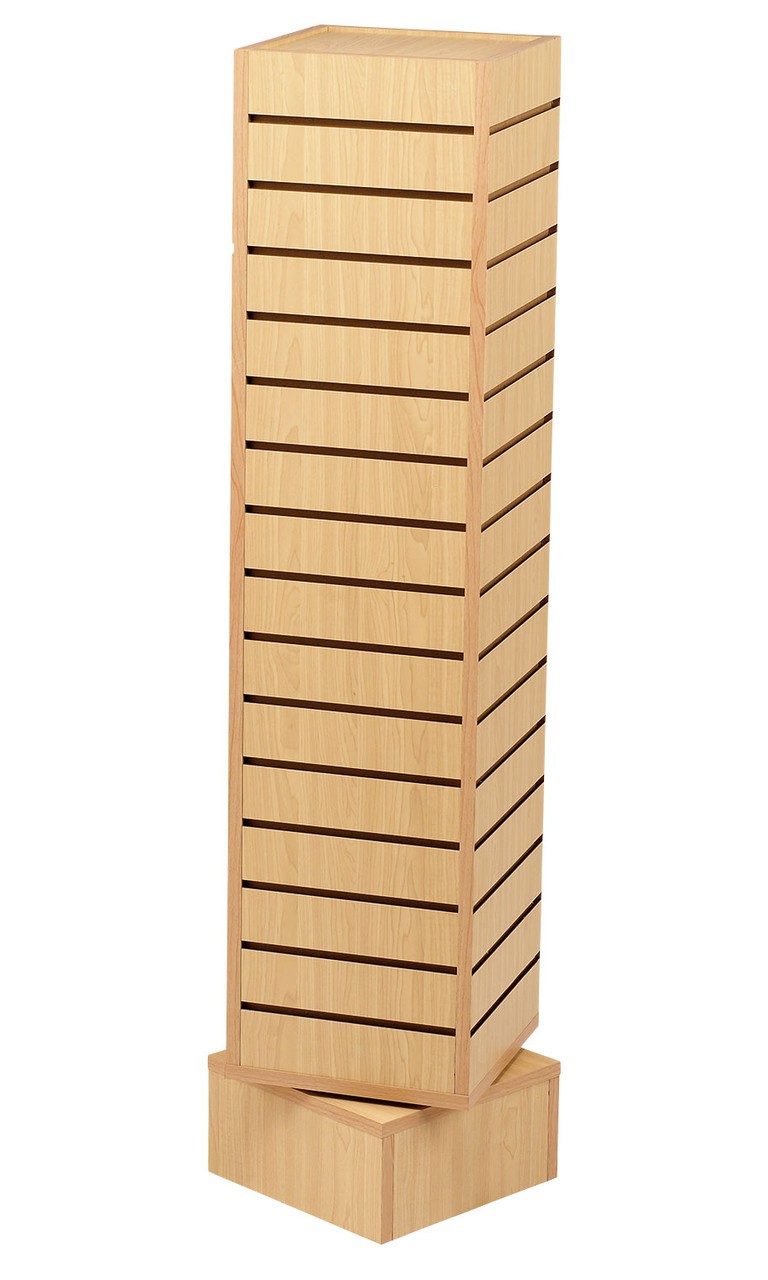 SSWBasics Slatwall Tower - Rotating and Rolling - Maple Color Finish (12''L