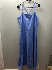 Pact Organic Cotton Fit Flare Crossback Midi Dress in Wedgewood Blue