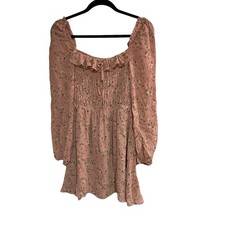 NEW Reformation Morris Smocked Mini Dress Elaine Pink Floral Ruffle Babydoll 2