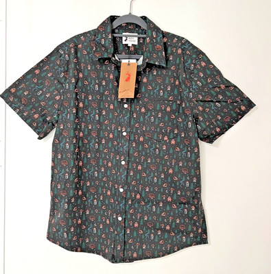 Jack & Sage Men s Large Trail Shirt Canteen 2.0 Black Button Up NWT Short Sleeve