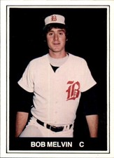 1982 Birmingham Barons TCMA #7 Bob Melvin Menlo Park California NM Baseball Card