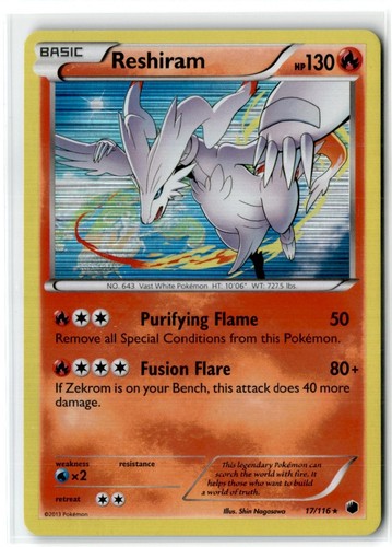 2013 Pokemon Plasma Freeze Reshiram Holo Rare #17/116