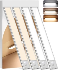 Under Cabinet Lighting Wireless, 4Pack Motion Sensor Light Indoor with 3 Color T