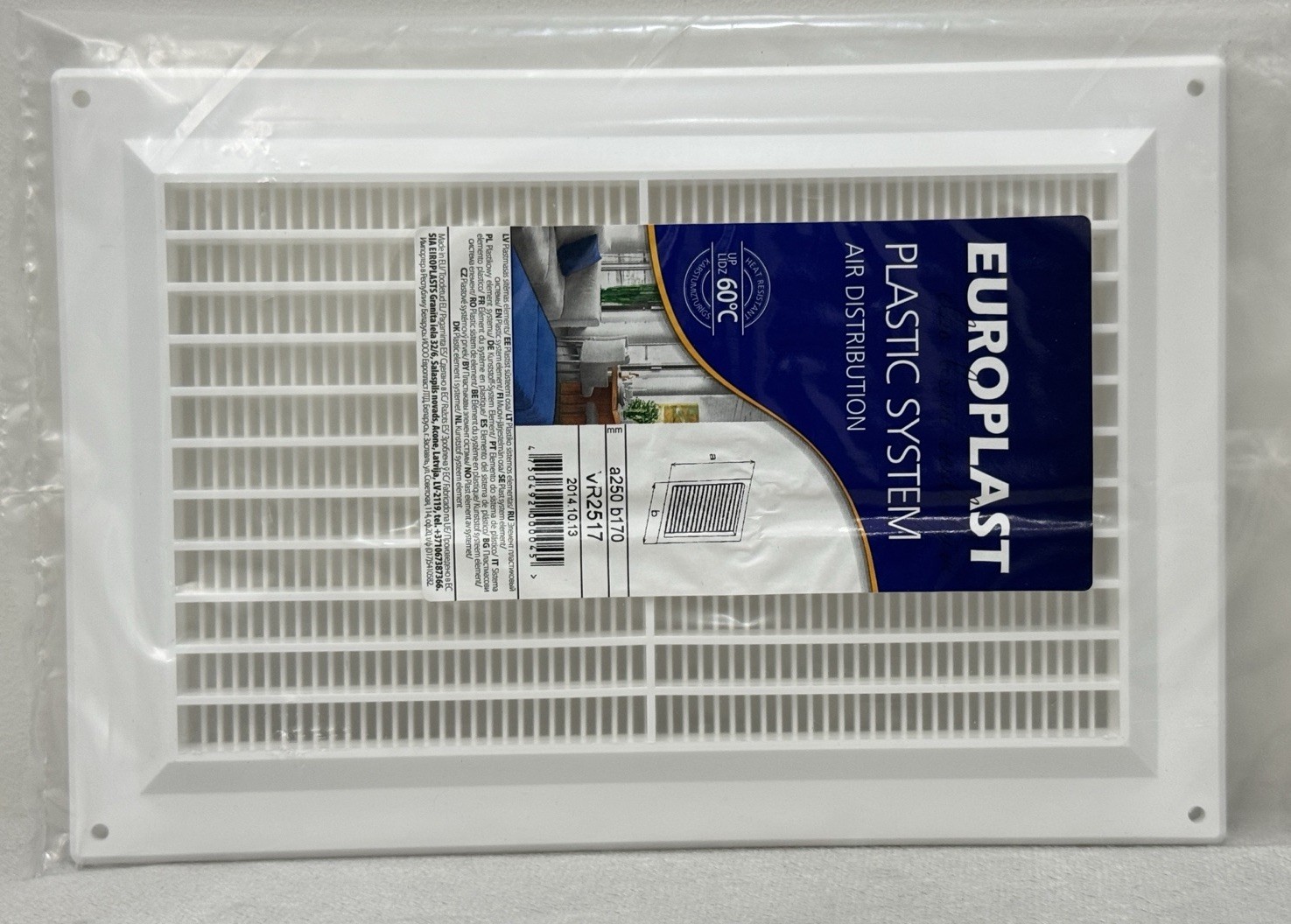 Europlast Air Vent Cover with Fixed Flyscreen Fly Mesh / Grille 246mm x 168mm