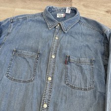VINTAGE Levi's Red Tab Men Button Denim Shirt XL Blue Denim Metal Buttons Y2K