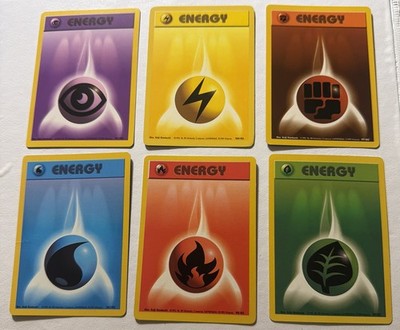 Lot of 6 Base Set Energy Cards   Complete Set (Grass Fire Water Lightning Psychi