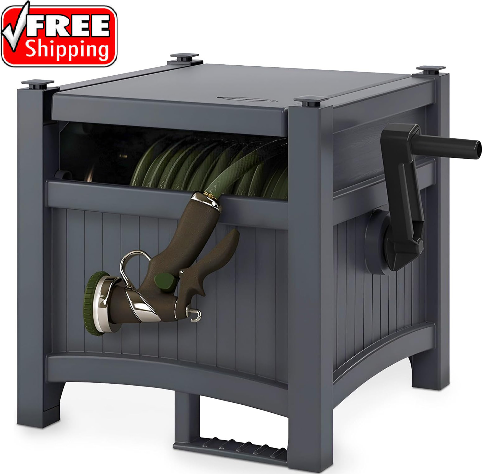 Suncast 100 ft. POWERWIND Auto Power Rewind Hose Reel Light Taupe NEW USA