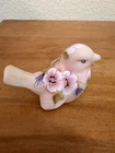 Fenton Museum Collection 2002 Satin Glass Bird Hand Painted Floral Sticker