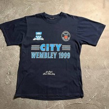 Vintage 1999 Manchester City Wembley Play-Off Winners Shirt Jersey Blue Size S-M
