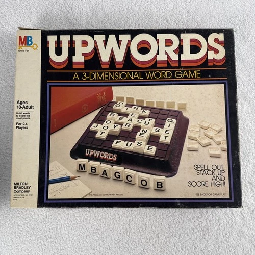 Vintage 1983 Milton Bradley UPWORDS Board Game Complete W/ Instruction Manual!