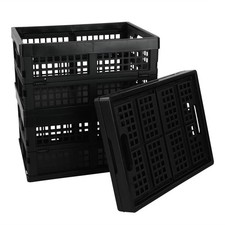 Plastic Folding Storage Baskets Collapsible Crates Black 15L Bins Lot 3 PACK