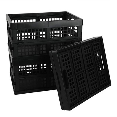 Plastic Folding Storage Baskets Collapsible Crates Black 15L Bins Lot 3 PACK