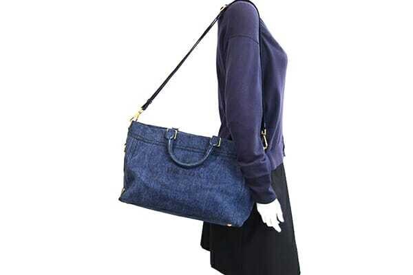 Prada 2WAY Handbag BN2069 Blue Denim Used Shoulder Bag Crossbody Logo Canapa Lad thumbnail 9