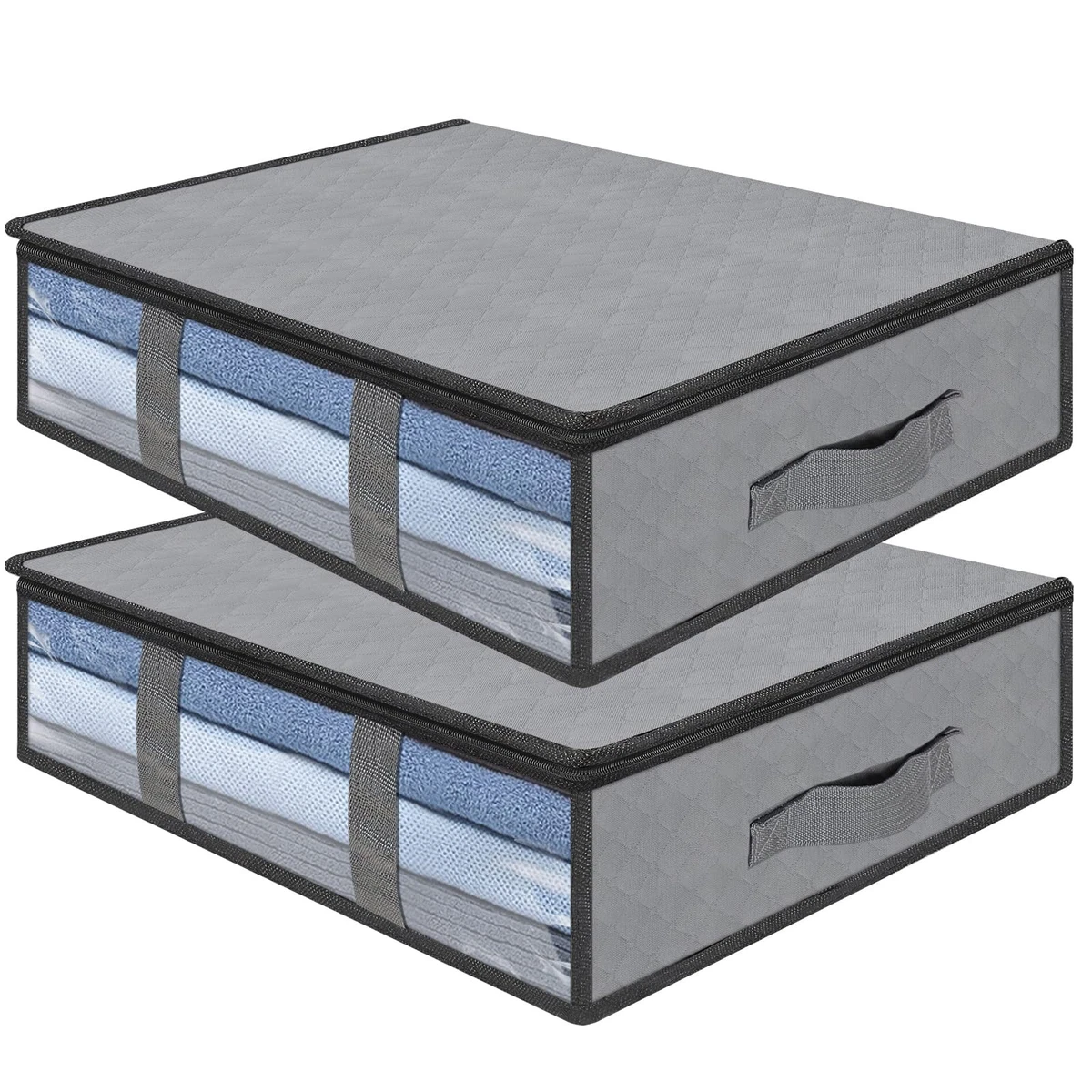 Punemi Contenitori Per Sotto Il Letto A Basso Profilo - Confezione Da 4, Alti 11,4 Cm, Con Supporto Laterale E Inferiore, Organizer Per Vestiti