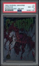 1994 MARVEL UNIVERSE 1 CARNAGE POWER BLAST - SILVER PSA 8 NEAR MINT