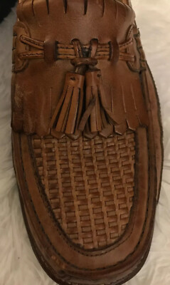 Florsheim 18096 Leather Chestnut Basketweave Tassel Loafer  display picture 2