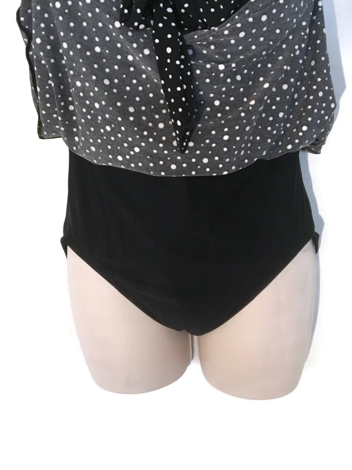 Vestido de baño Catalina para mujer mediano 8/10 de una pieza halter negro a lunares Foto 4 de 4