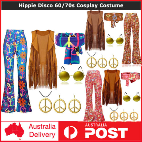Hippie Disco 60/70s Cosplay Costume Women Indian Tassels Hippie Vest Cardigan - Photo 1/20