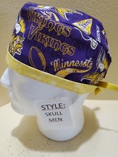 Minnesota Vikings NFL Men's Skull/Chemo Surgical Scrub Hat/Cap Handmade