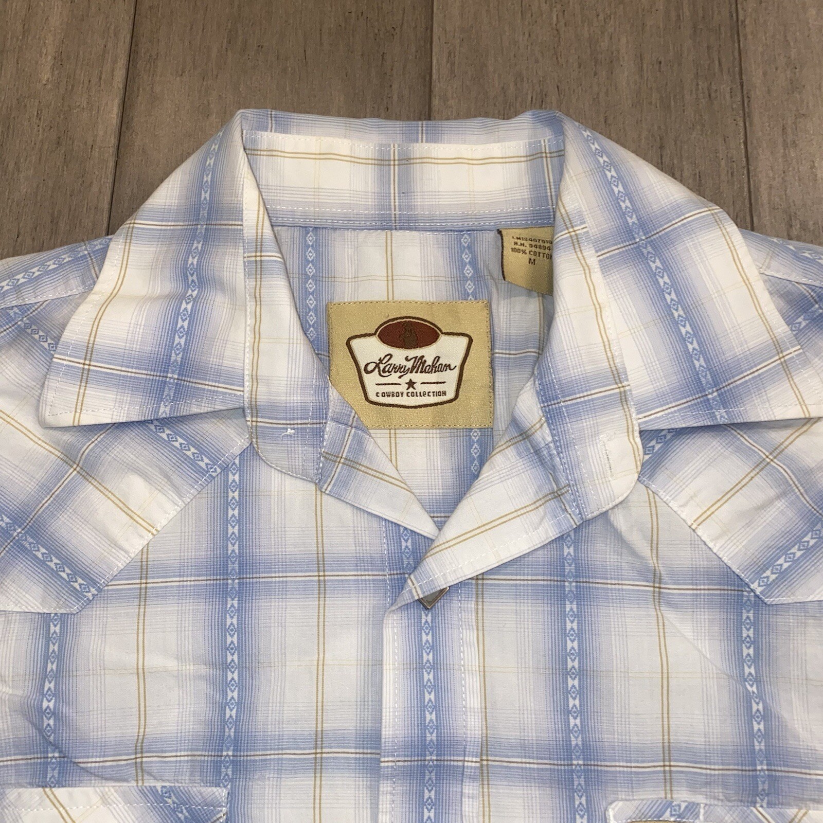 Larry Mahan Shirt PearlSnap BluePlaid 