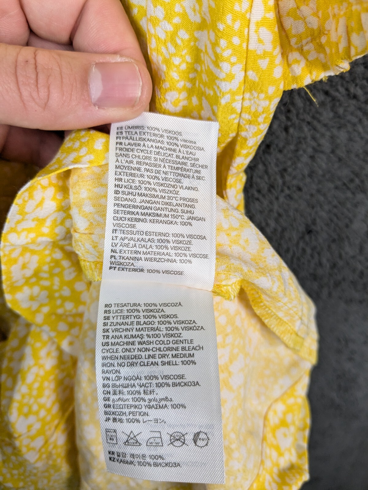 H&M ladies casual dress size 10 yellow mix button up puff sleeve New thumbnail 6