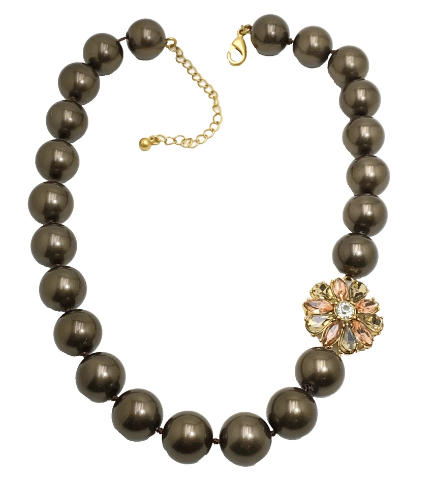 Lia Sophia TAFFETA 项链厚青铜珍珠水钻花口音 — 第 3/4 张图片