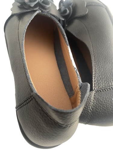 Women's Leather Slip On Loafers,Vintage Handmade Cute Bow Flower Comfy Black 8.5 - Imagen 7 de 12
