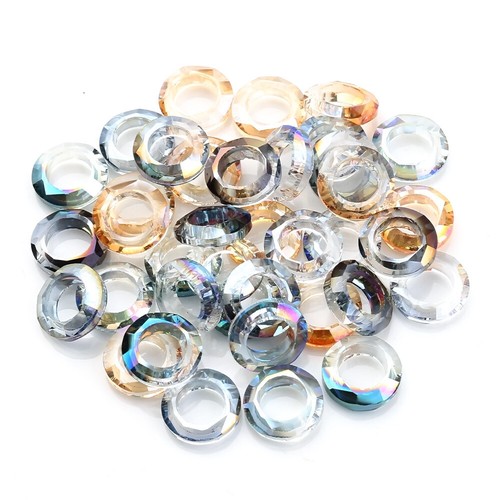50pcs 8mm 10mm Round Mid Hole Faceted Crystal Glass Loose Beads DIY Jewelry - Picture 5 of 18