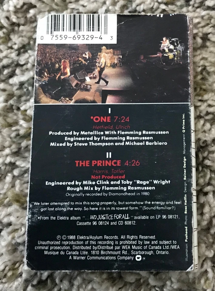 Metallica — одна — кассетная лента — РЕДКАЯ черная канадская кассета - Изображение 2 из 4