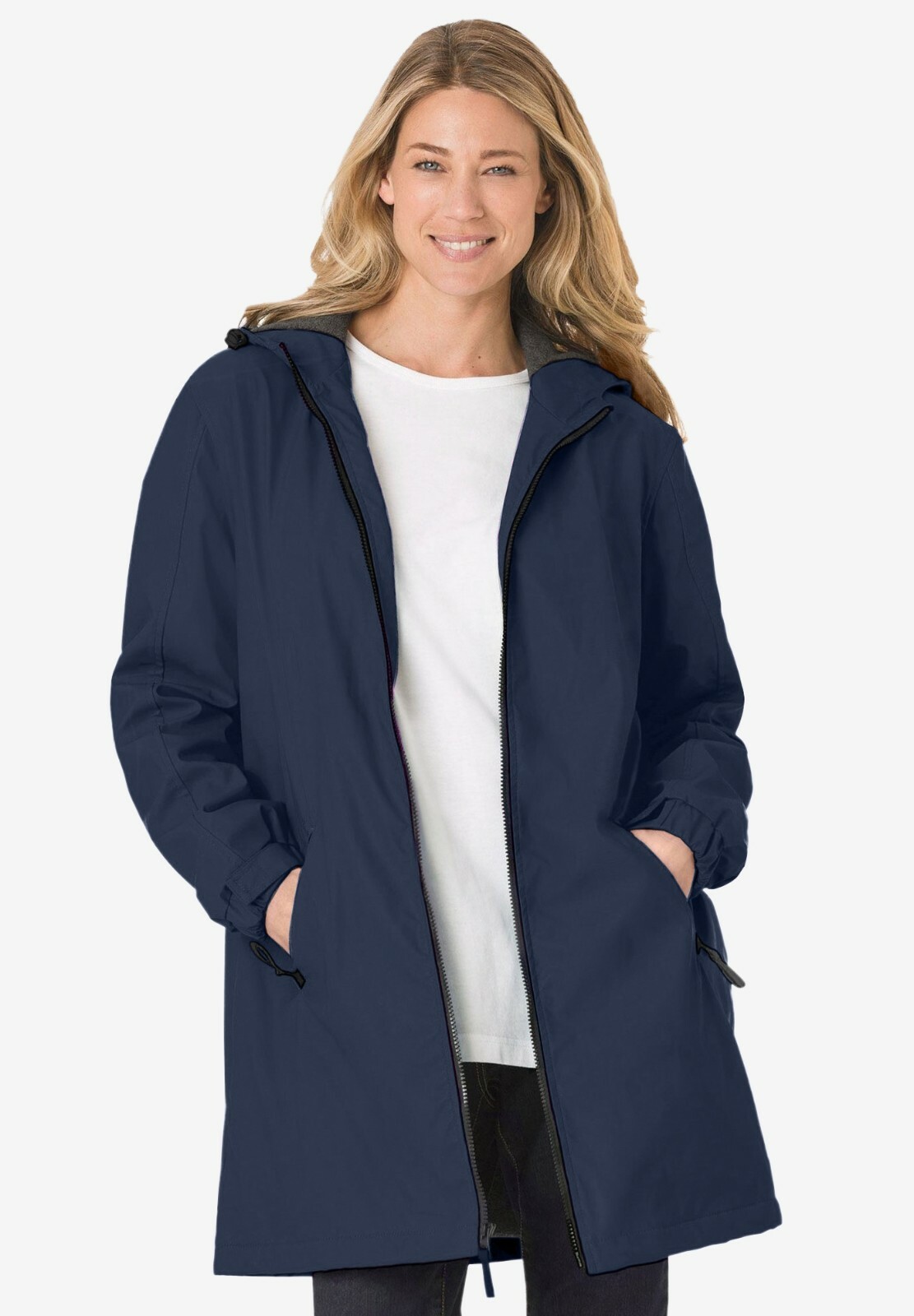 Woman Within Hooded Slicker Raincoat Navy Size 1X #0020-02405