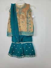 3 pc Girls Kids Pakistani Indian fancy gharara with FREE Bangles