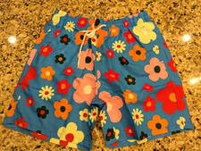 Men Allover Floral Print Swim Shorts M Medium Blue