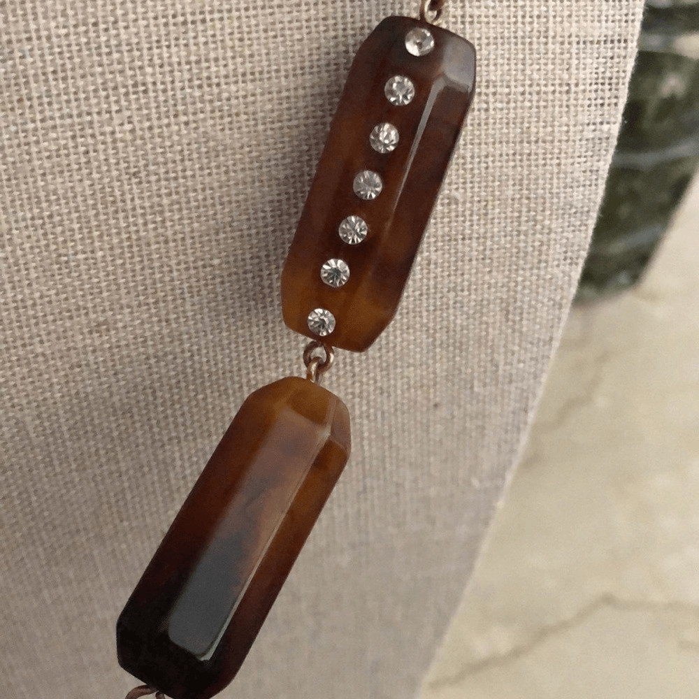 J. Crew Tortoise Resin Rectangular Bead Ribbon Ti… - image 3