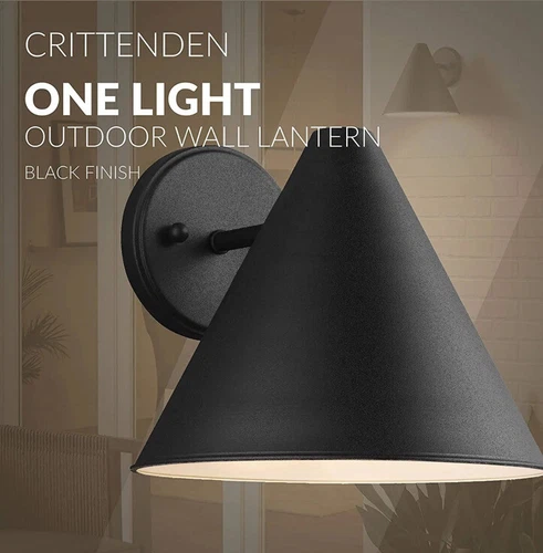 Generation Lighting Crittenden SM 1-Lt 7" Outdoor Wall Lantern, BK - 8438501-12 - Picture 6 of 7