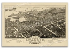 Hyannis Massachusetts 1884 Historic Panoramic Town Map - 20x30