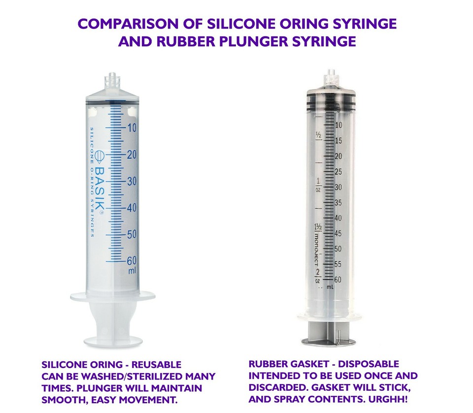 60cc | 60ml BASIK Syringe Silicone O-ring 5/pak Luer Lock Reuse Tube ...