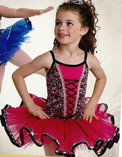 Wolff Fording Dance Costume BalletStretch lace bodice sequin trm Rasberry pink