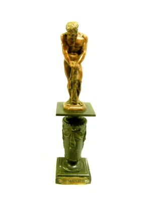 🇫🇷 STATUE BRONZE DIEU ANTIQUE STATUETTE HERCULE HERACLES HPAKAHE HOMME NU - Photo 1/4