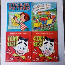 Vintage Saalfield Artcraft Paste Without Paste Coloring Books Candyland Express