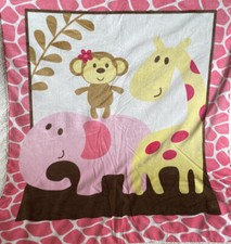 Luvable Friends Sherpa Baby Blanket Lovey Monkey Elephant Giraffe Pink Brown