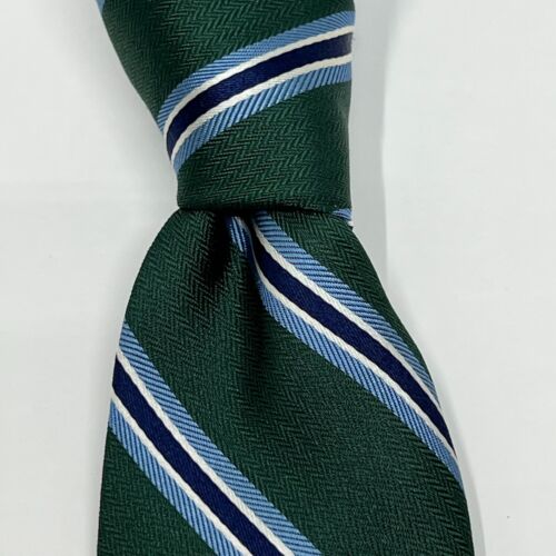 Tommy Hilfiger Men's 100% Silk Tie Stripe Vintage Slim Green/Navy/Blue VTG NWT