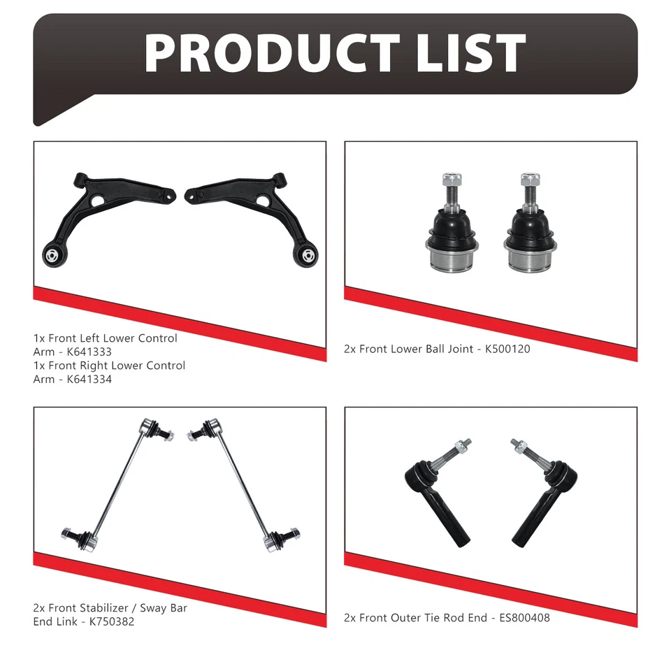 8 Pcs Suspension Control Arm Kit Sway Bar Link for 2009-2020 Dodge Journey - Image 3 of 4