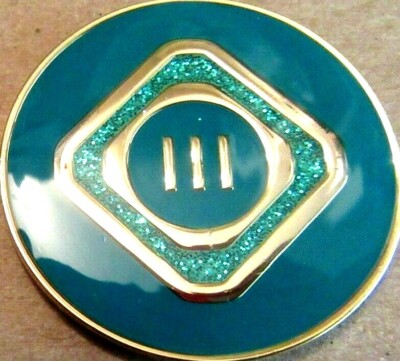 Narcotics  Anonymous Green 3 Year MONTH Medallion Teal Sparkle silver NA coin