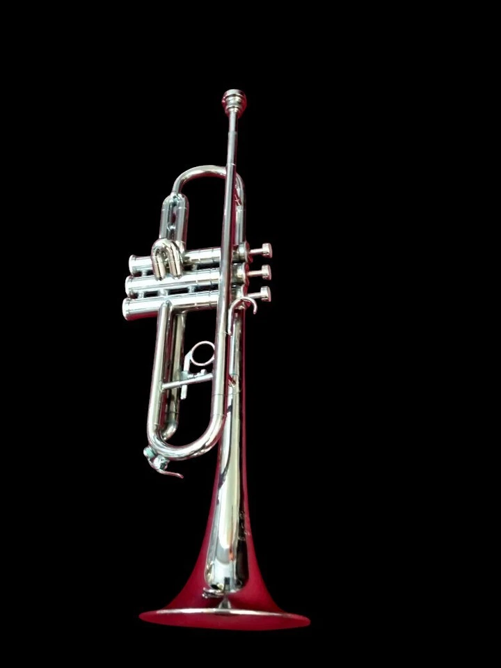 Tromba modello professionale strumenti jazz per orchestra argento cromato lucido - Immagine 2 di 4